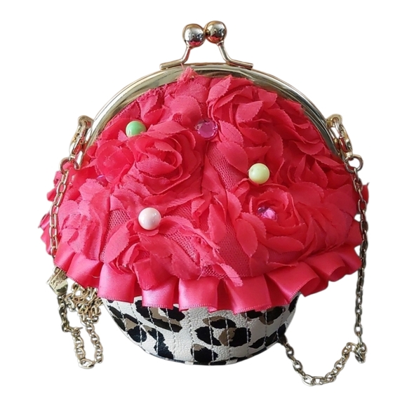 Betsey Johnson Pink and Leopard Cupcake Crossbody Bag - Picture 3 of 9